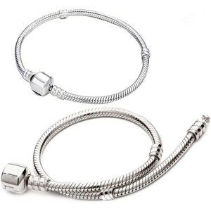 Snake Chain Bracelet, 7.5" Long, Silver-Plated w/ Mystery Charm